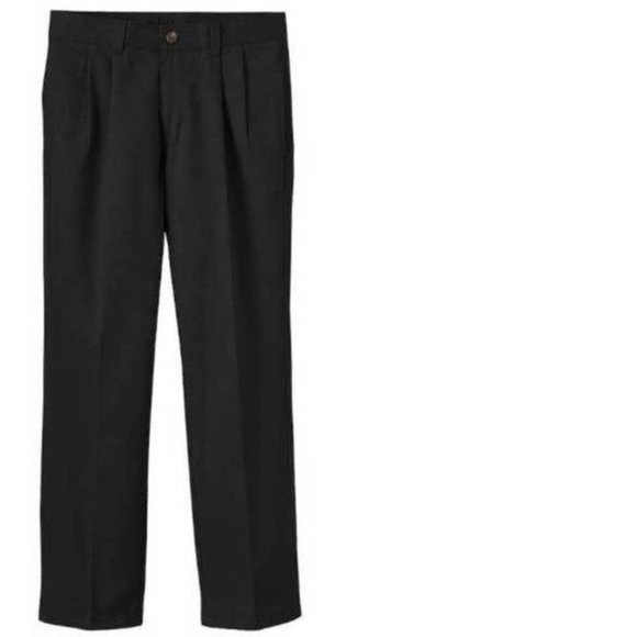*School Pants Chaps sz 8 Adjustable Waist Black Pleated Front Twill 4 Pkt Boys - Picture 1 of 5